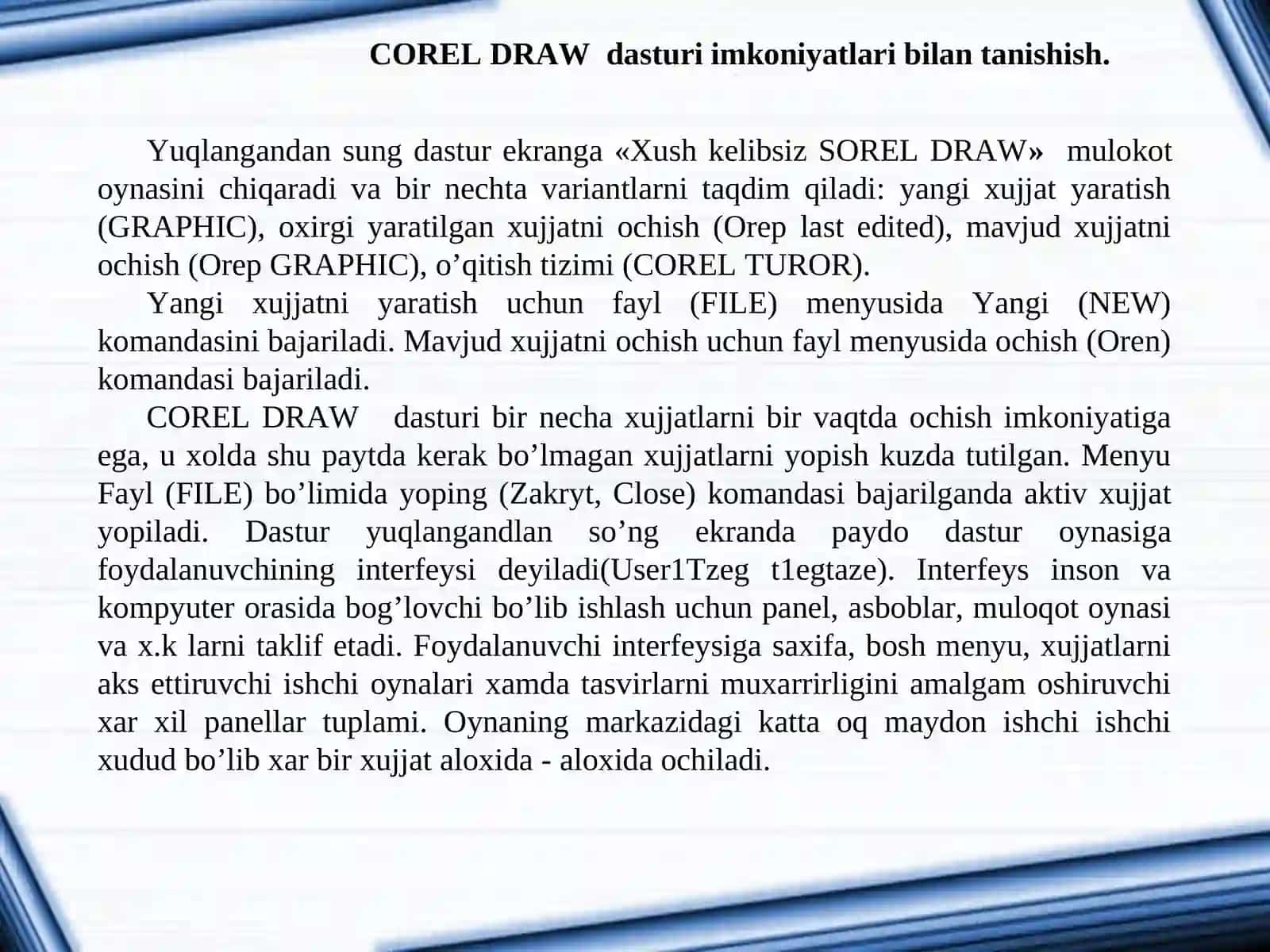 COREL DRAW dasturi 2