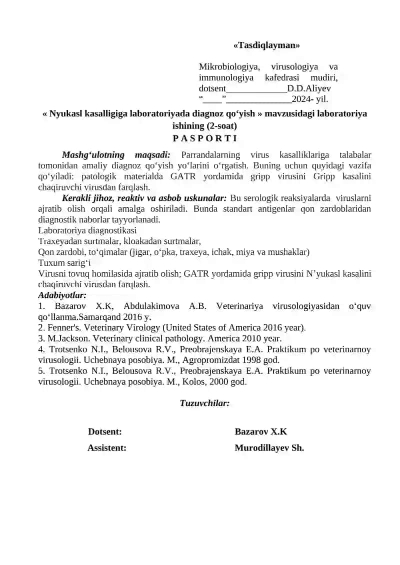 Nyukasl kasalligiga laboratoriyada diagnoz qo‘yish 2
