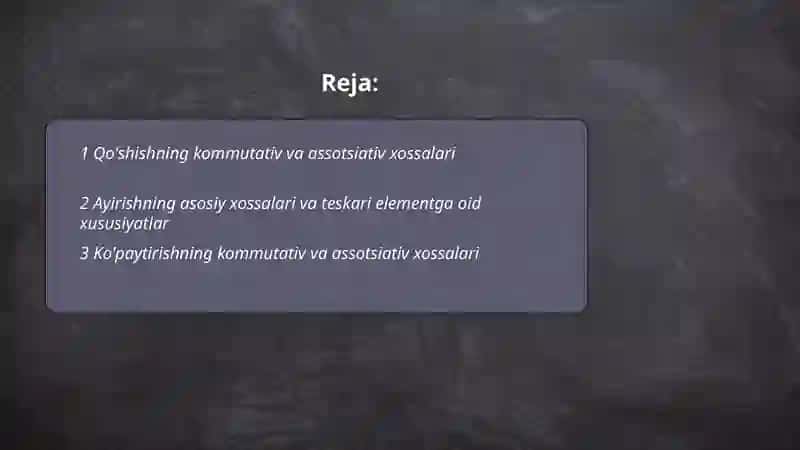Arifmetik amallar va ularni xossalari 2