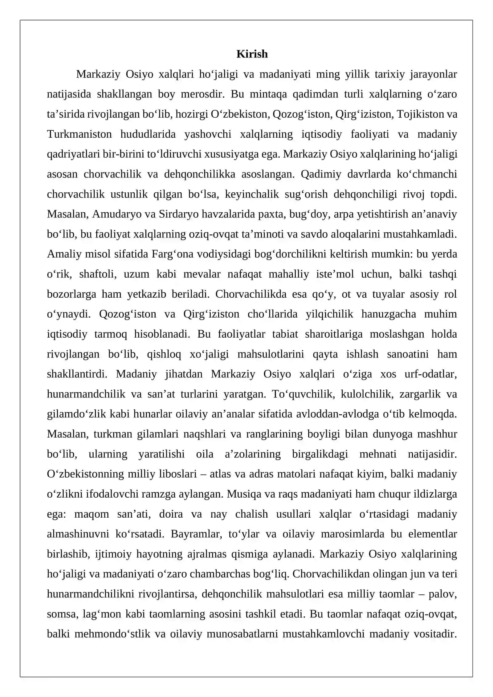 Markaziy Osiyo xalqlari hoʻjaligi va madaniyati 2