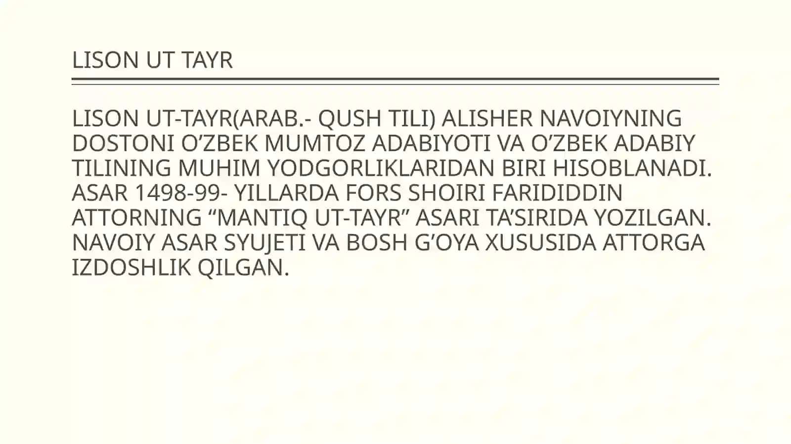 LISON UT TAYR” ASARI VA UNING MA’NAVIY TARBIYAGA TA’SIRI 2
