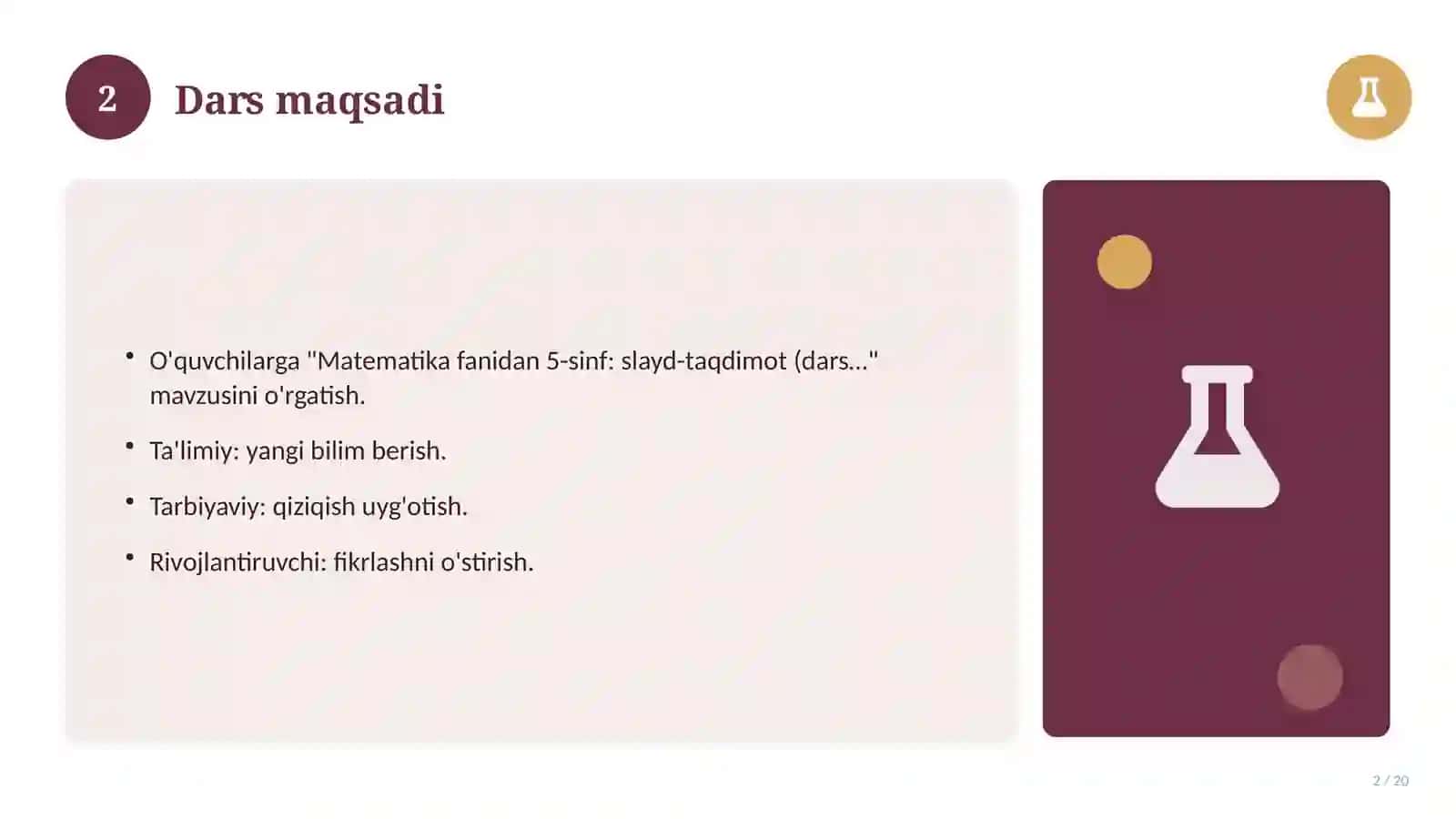 Matematika fanidan 5-sinf: slayd-taqdimot (dars uchun) 2