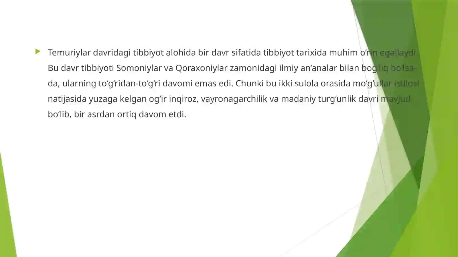 Temuriylar davrida O‘zbekiston hududida tibbiyotning rivojlanishi 2