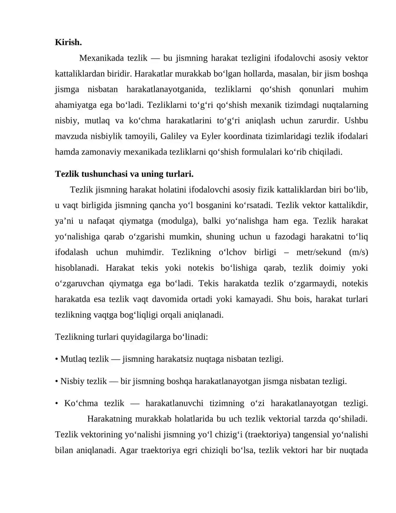 Tezlikni qo‘shish 2