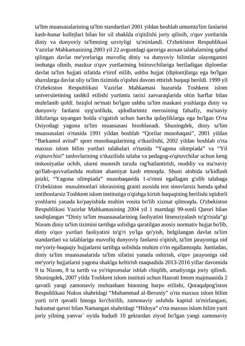 DUNYOVIY VA DINIY BILIMLAR MUTANOSIBLIGINI TA’MINLASHNING AHAMIYATI 2