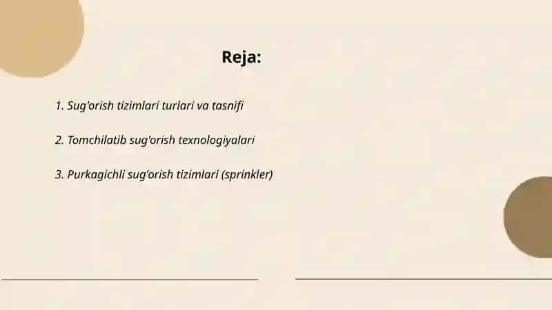 Sug'orish tizimlari 2