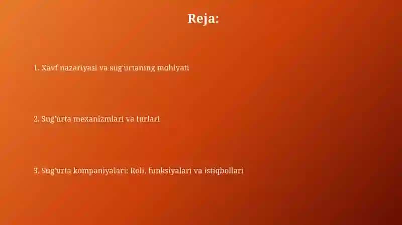 Sug'urtaning rol va xavf nazariyasi 2