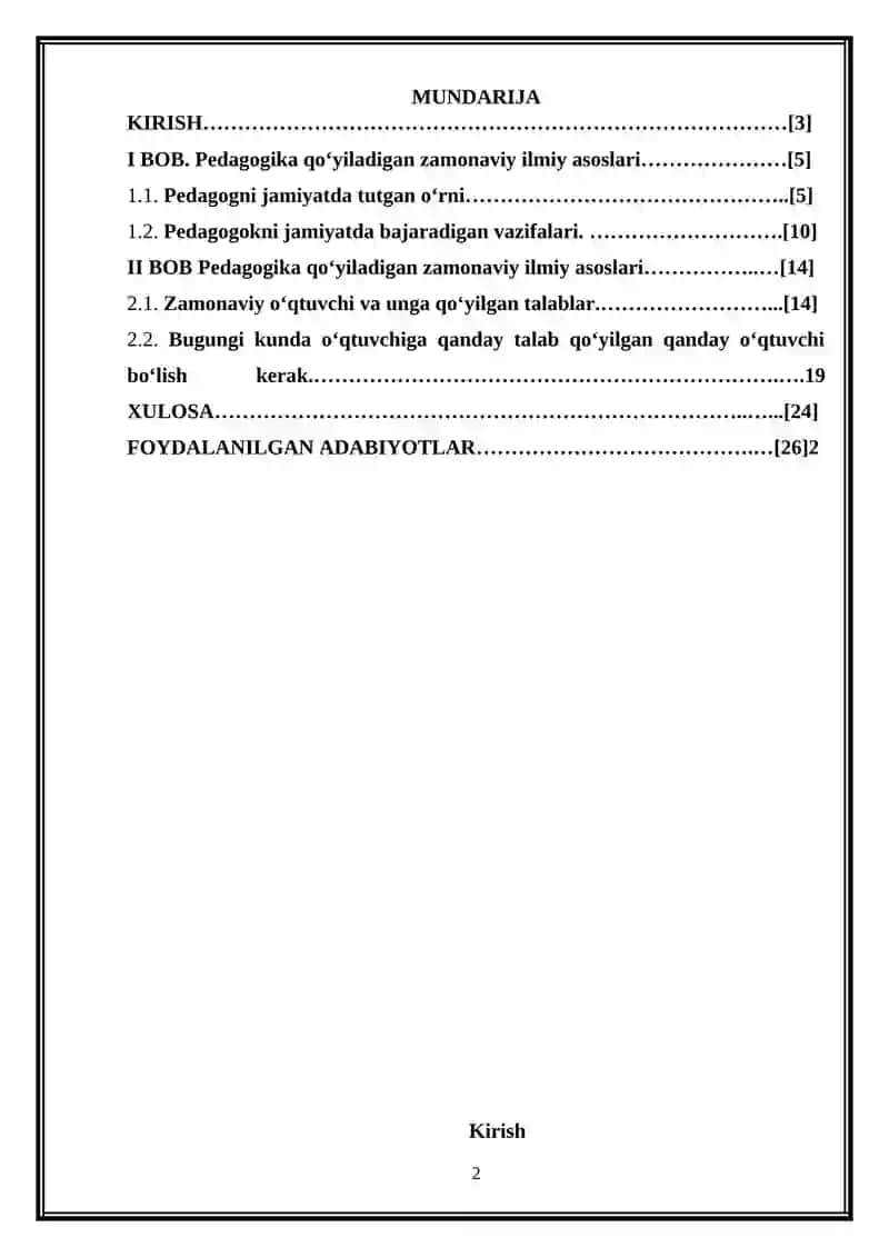 Pedagog kasbiga qo'yilgan zamonaviy talablar 2