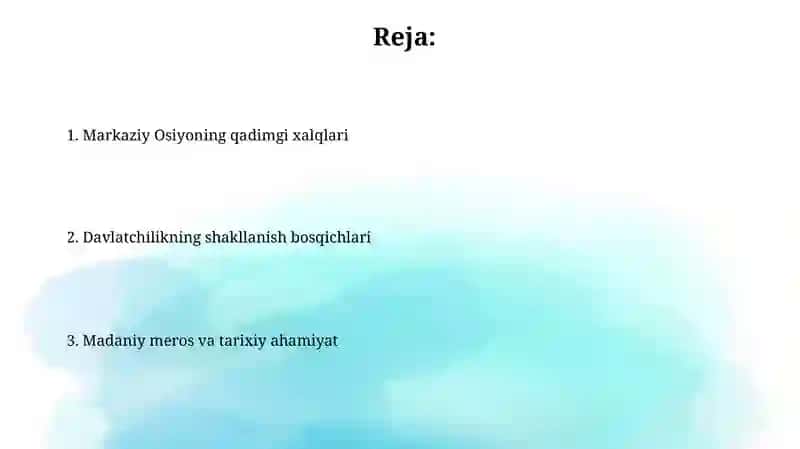 O'rta Osiyoni qadimgi xalqlari va davlat birlashmalari 2