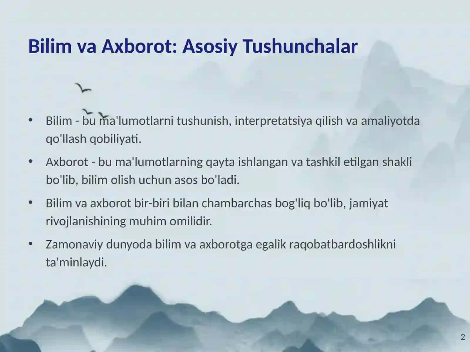 Bilim va Axborot: Asosiy Tushunchalar 2