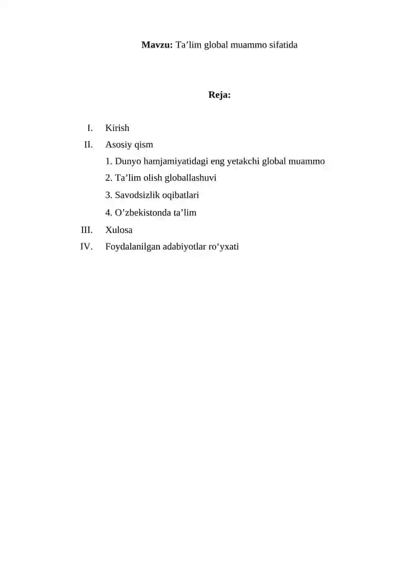 Ta’lim global muammo sifatida 2