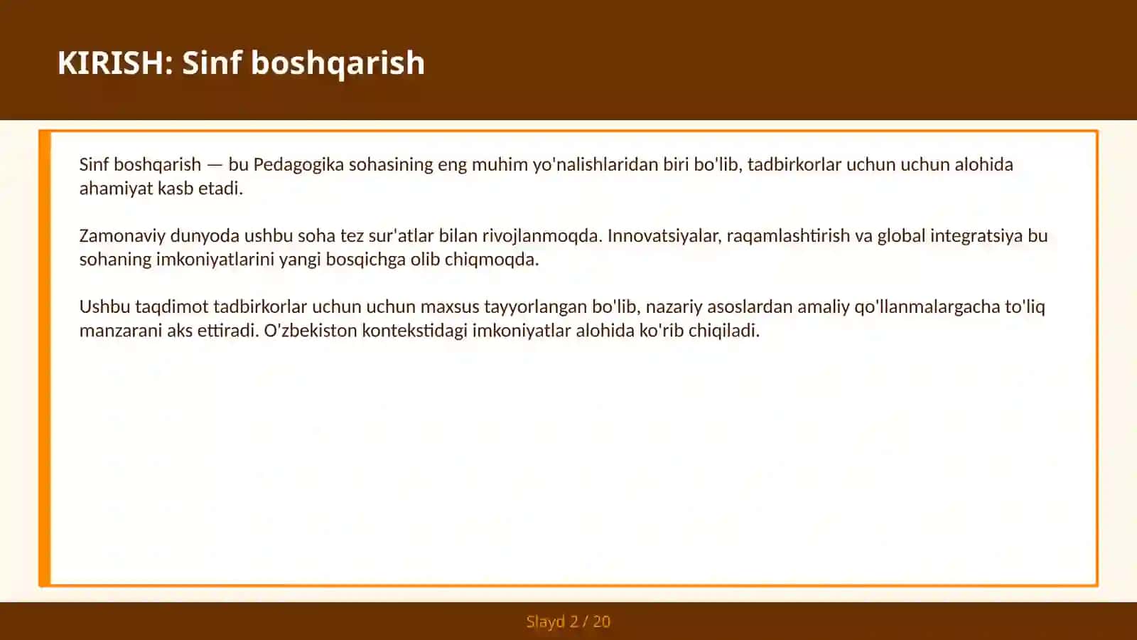 Sinf boshqarish 2