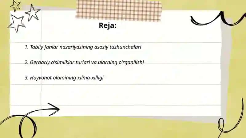 Tabiiy fanlar nazariyasi gerbariy o'simlik hayvonot olami xarita sxemasi ekologik madaniyat 2