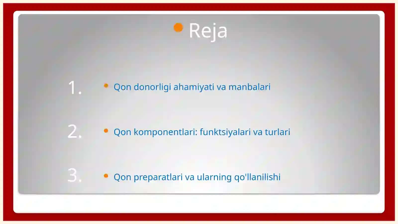 Donor qon manbalari. Qon komponentlari va preparatlari 2