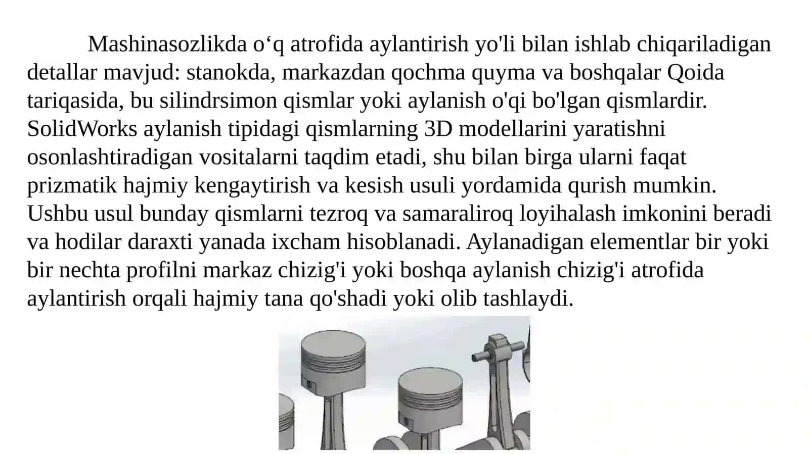 SolidWorkstizimida qattiq tanali jismlarni modellashtirish 2