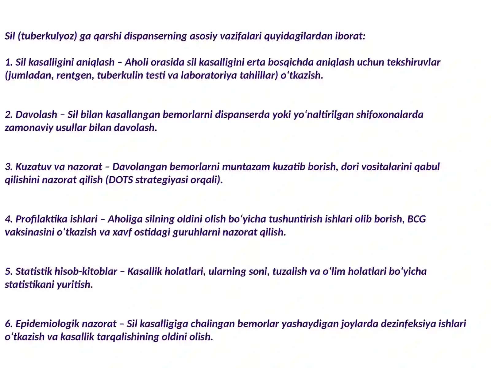 Silga qarshi dispanseri tuzilishi va vazifalari 2