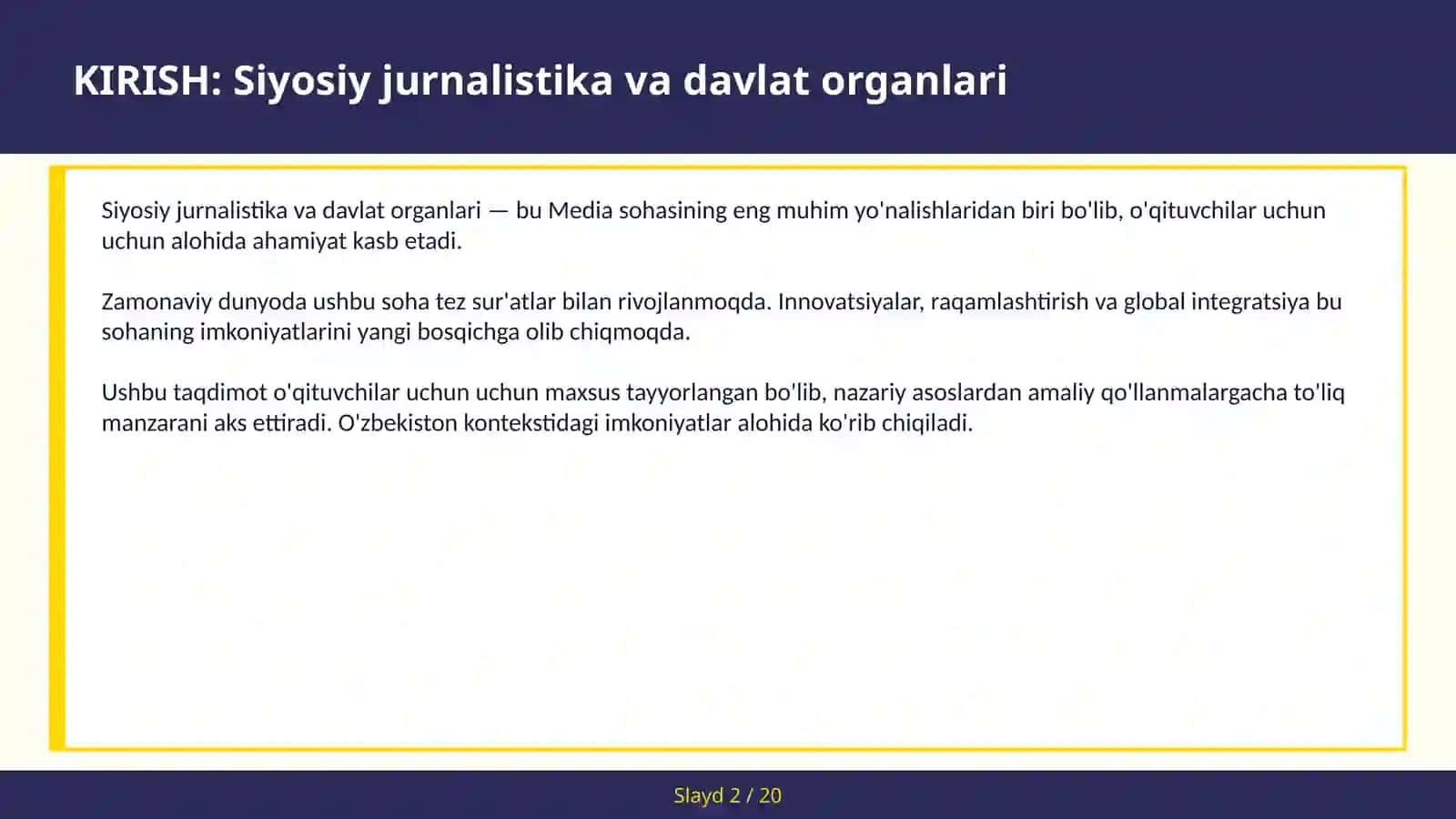 SIYOSIY JURNALISTIKA VA DAVLAT ORGANLARI 2