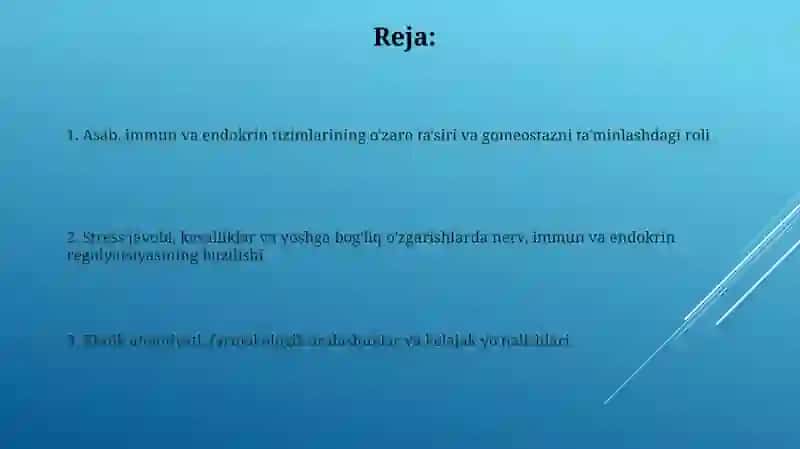 Organizmning nerv, immun- endokrin boshqariluvi 2