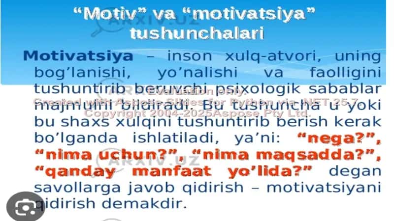 Motiv va Motivatsiya 2