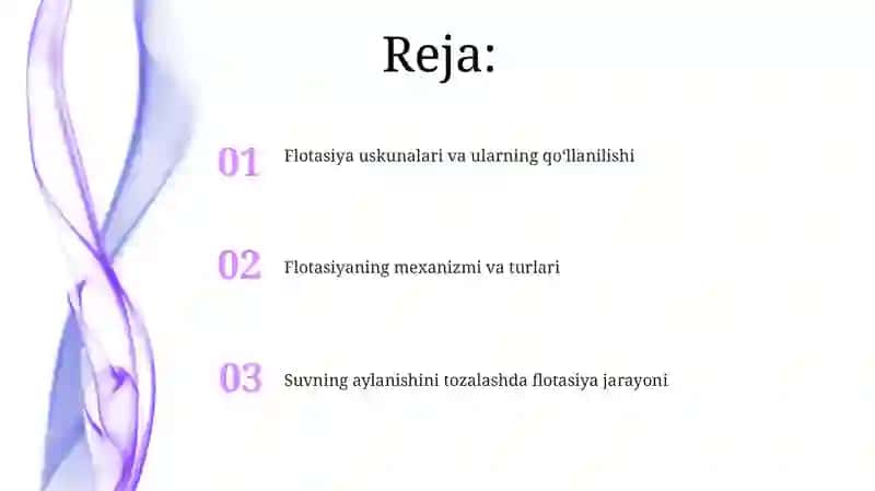 Flotatsiya.Aylanma suvlarning tozaligi 2