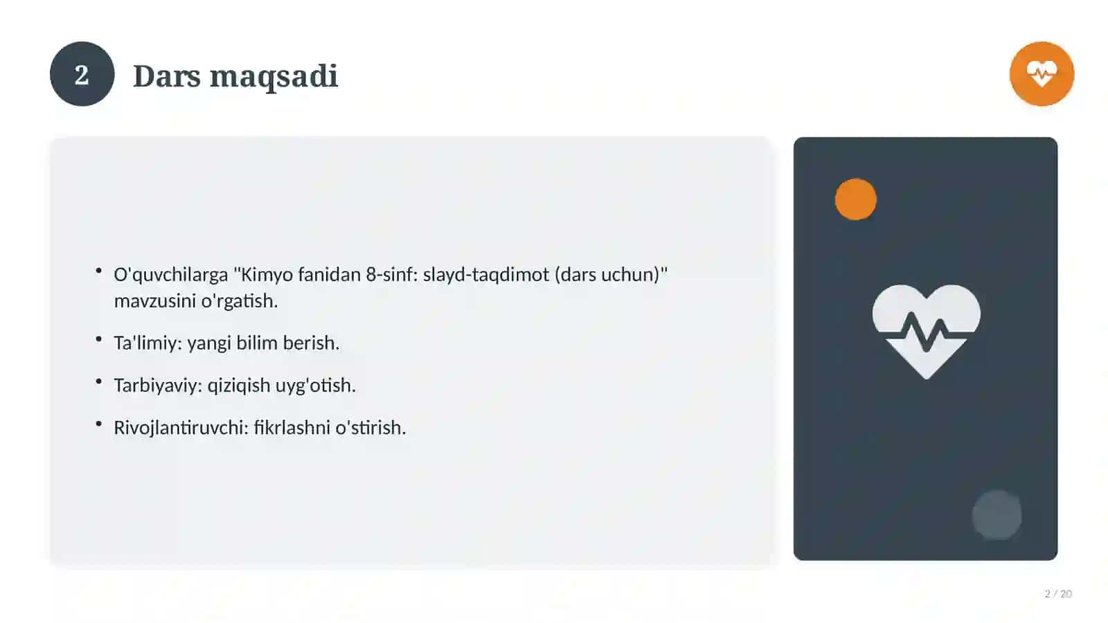Kimyo fanidan 8-sinf: slayd-taqdimot (dars uchun) 2