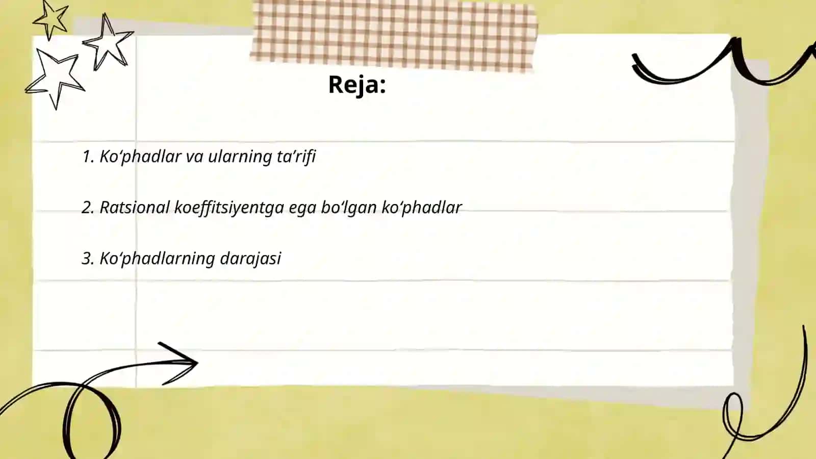 Ratsional koeffitsentli koʻphadlar 2