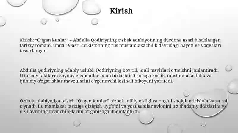 "O‘Tgan Kunlar" Asari 2