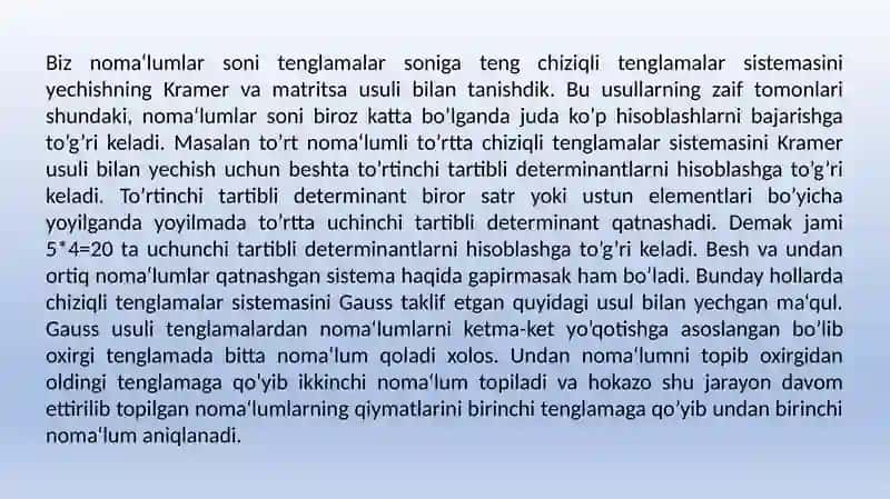 Chiziqli Tenglamalar Sistemasi 2