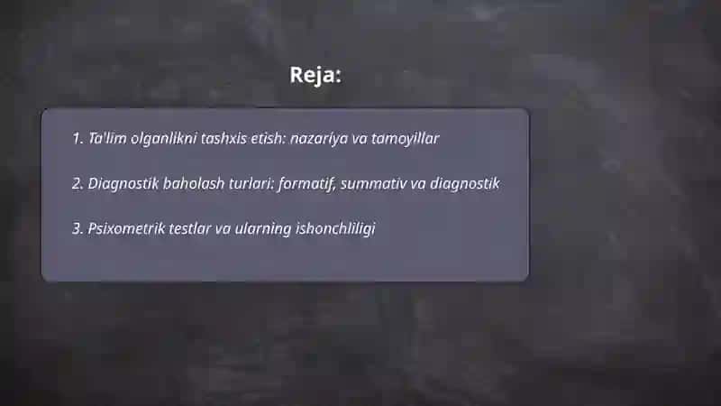 Ta'lim olganlikni tashxis etish 2