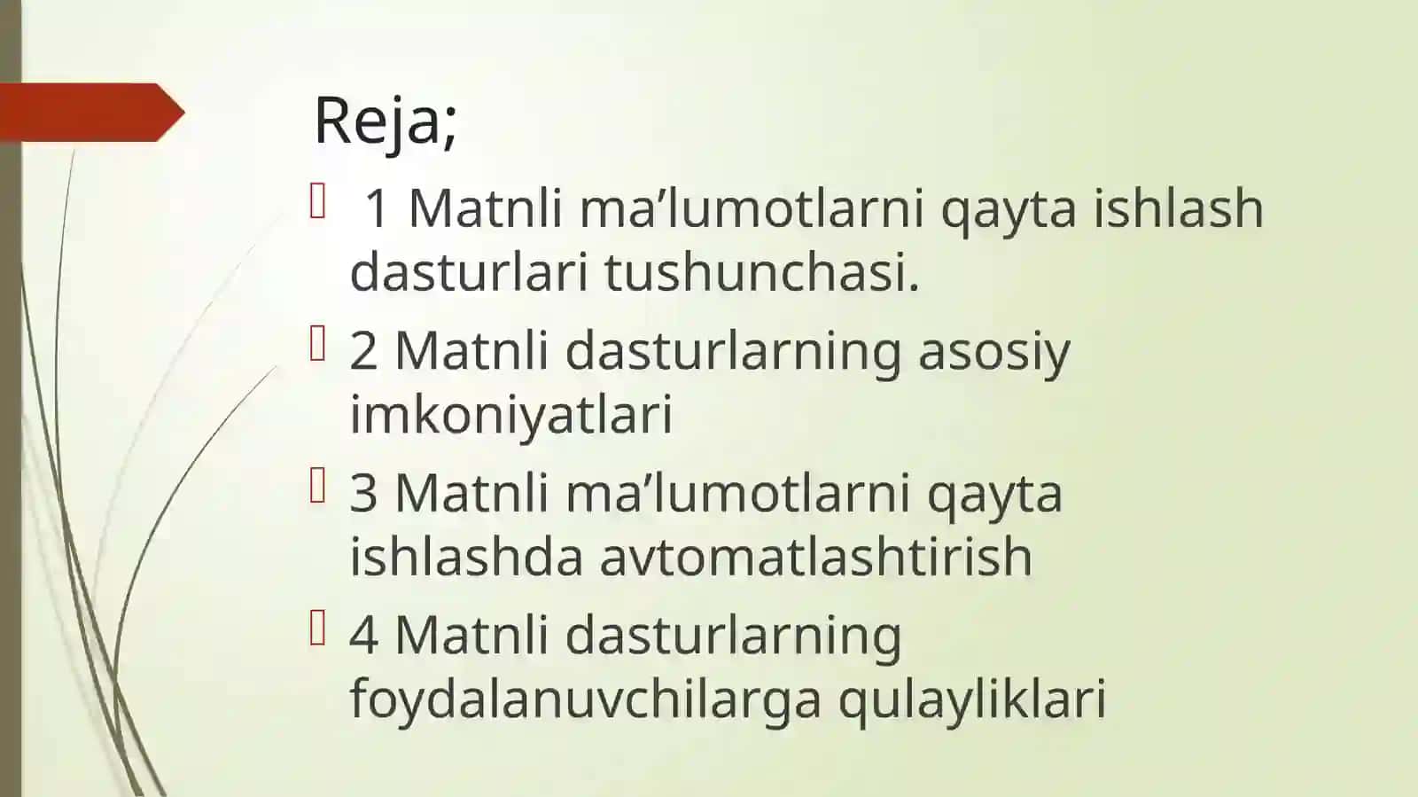 Matnli ma’lumotlarni qayta ishlash dasturlari 2