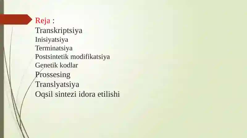 Oqsilbiosintezivauning boshqarilishi 2