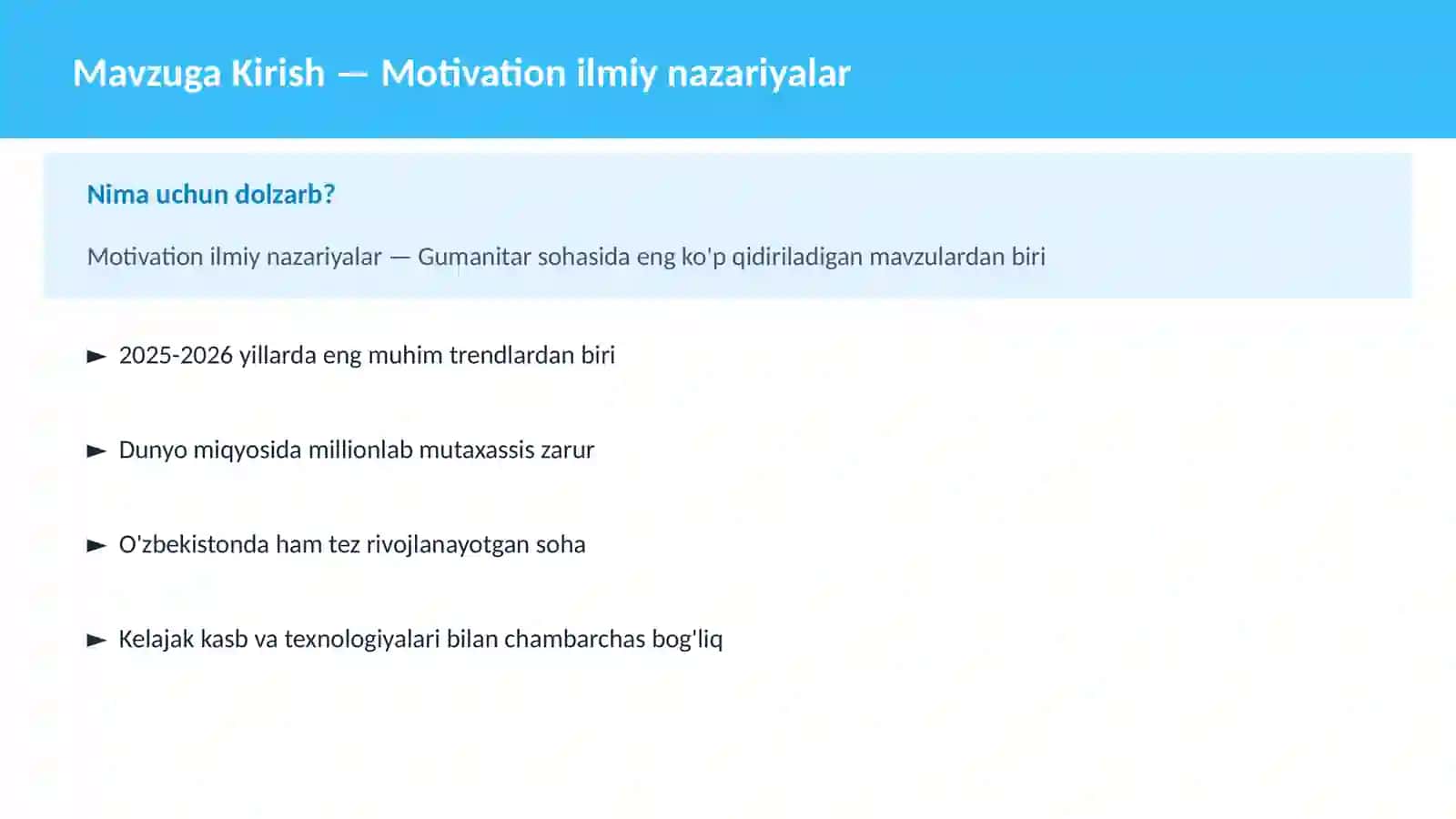 Motivation ilmiy nazariyalar 2
