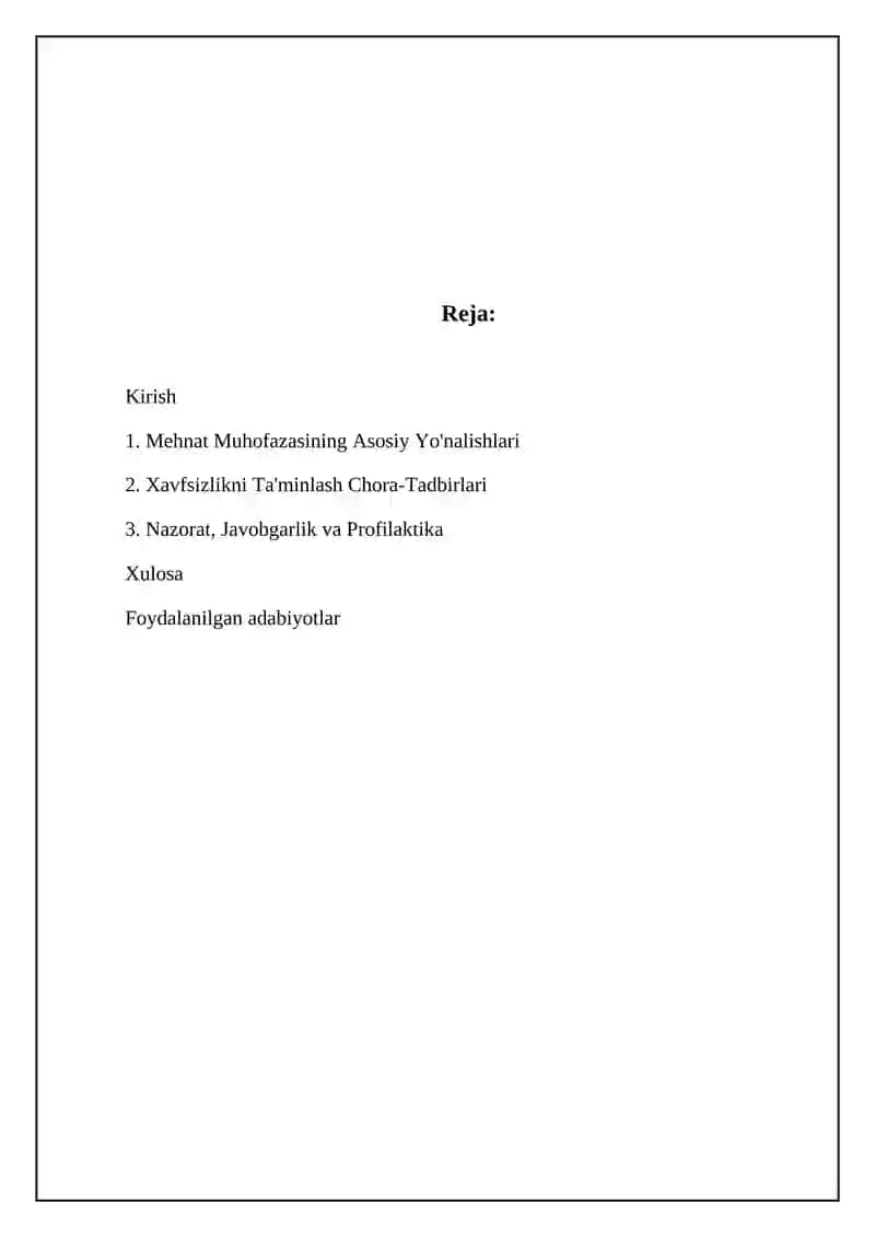 Mehnat Muhofazasining Asosiy Yo'nalishlari 2