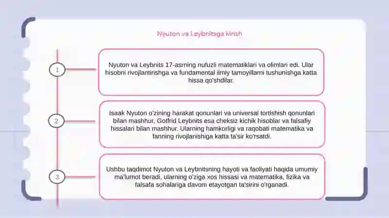 Nyuton va Leybnits hayoti va ijodi 2
