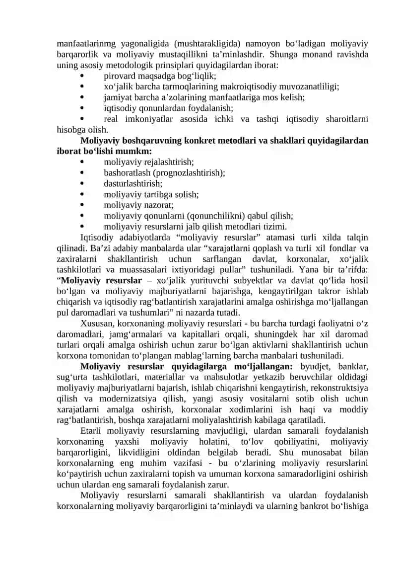 Moliyaviy resurslarni boshqarish 2