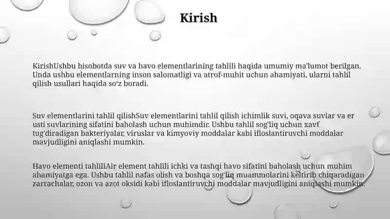 Ob - Havo Elementlarini Tahlil Qilish 2