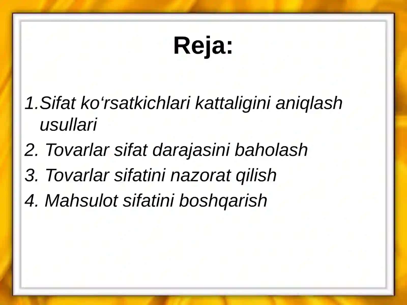 Mahsulot sifati vauni boshqarish 2