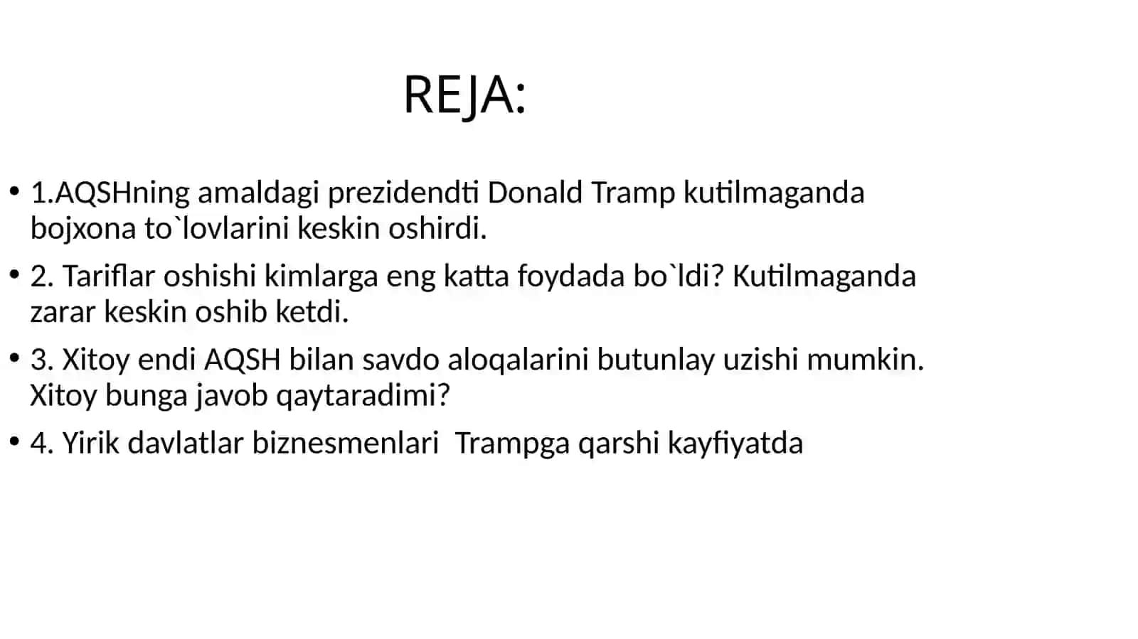 Donald Tramp siyosatidagi kutilmagan yangilik 2