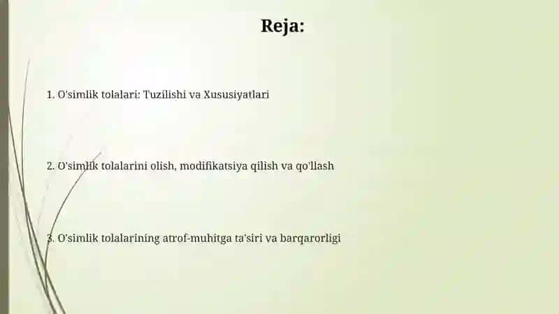 O'simlik Tolalari 2