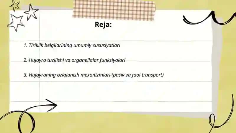 Tiriklik belgilarining umumiy xususiyatlari 2