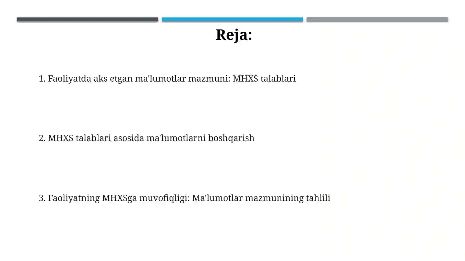 MHXS Talablari Bo‘yicha Tugallanayotgan Faoliyatda Aks Ettiriladigan Axborotlar Tarkibi 2