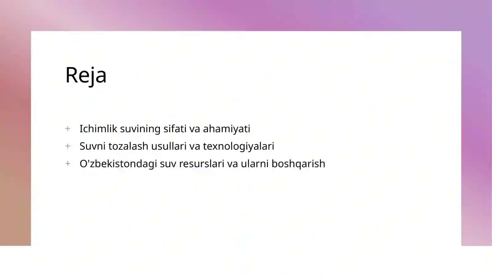 Ichimlik suvinining sifati va ahamiyati 2