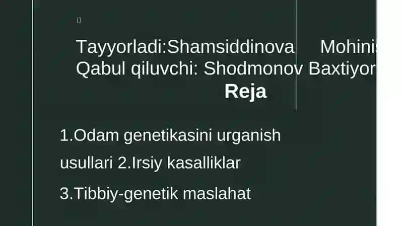 Odam genetikasi va Tibbiy genetika 2