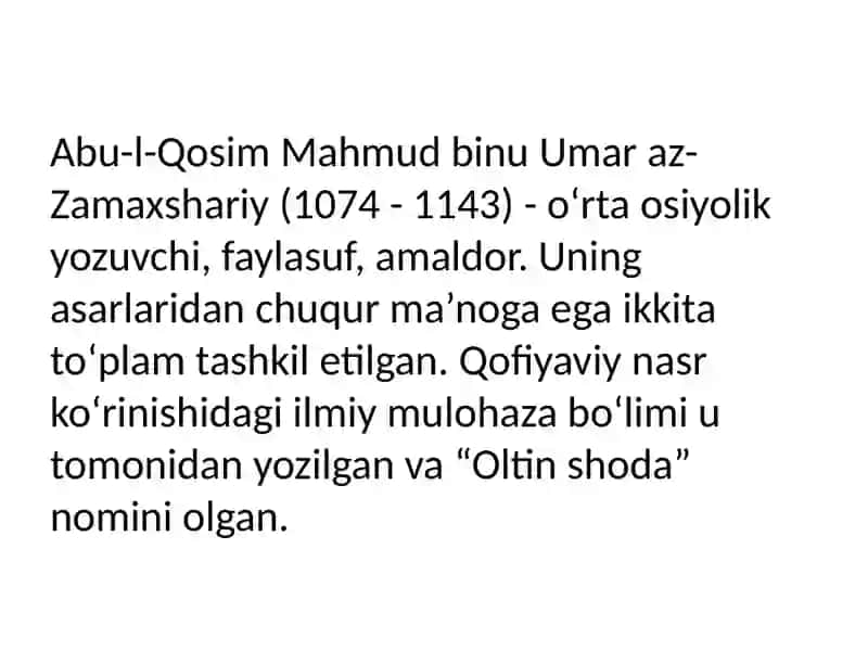 Abu-l-Qosim Mahmud binu Umar az-Zamaxshariy 2