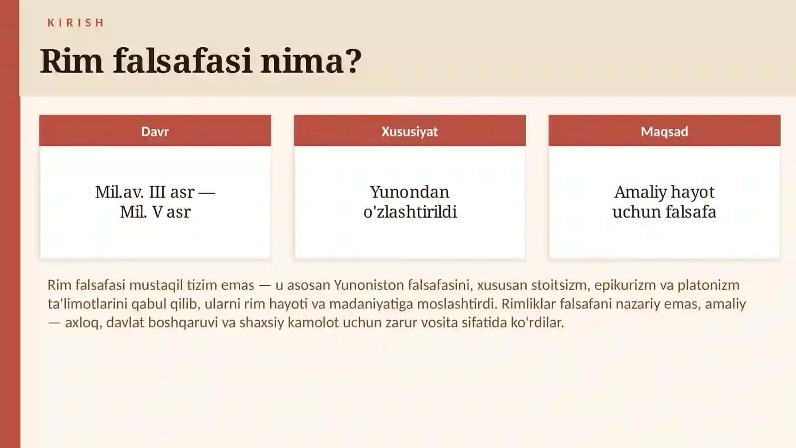 Falsafiy Fikrlarning Taraqqiy Etishi Qadimgi Rimda 2