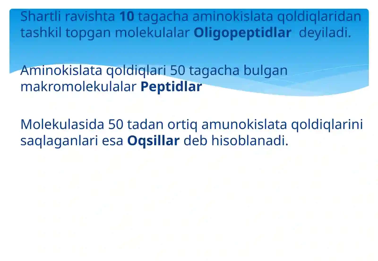 Oqsillar va peptidlarning kimyoviy tarkibini aniqlash tamoyillari 2