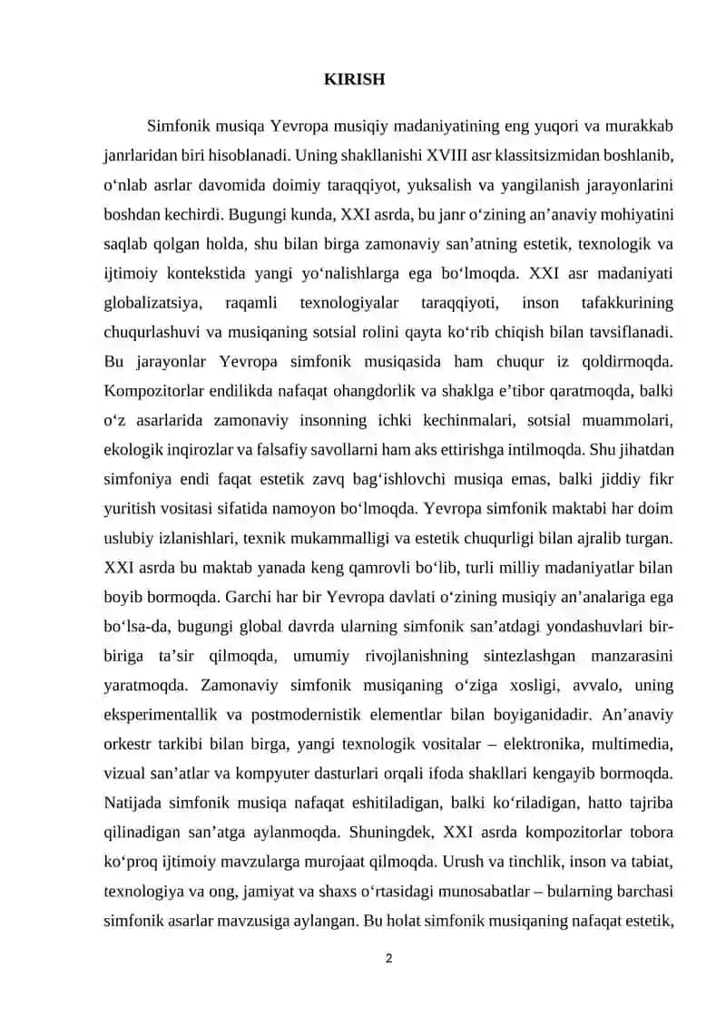 XXI asrlarda Yevropa simfonik musiqasinning evolyutsiyasi 2