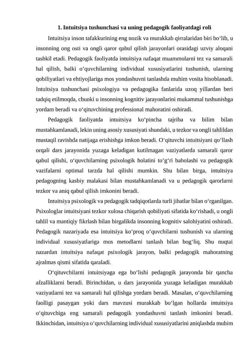 Intuitsiya, zehn va pedagogik tafakkur 2