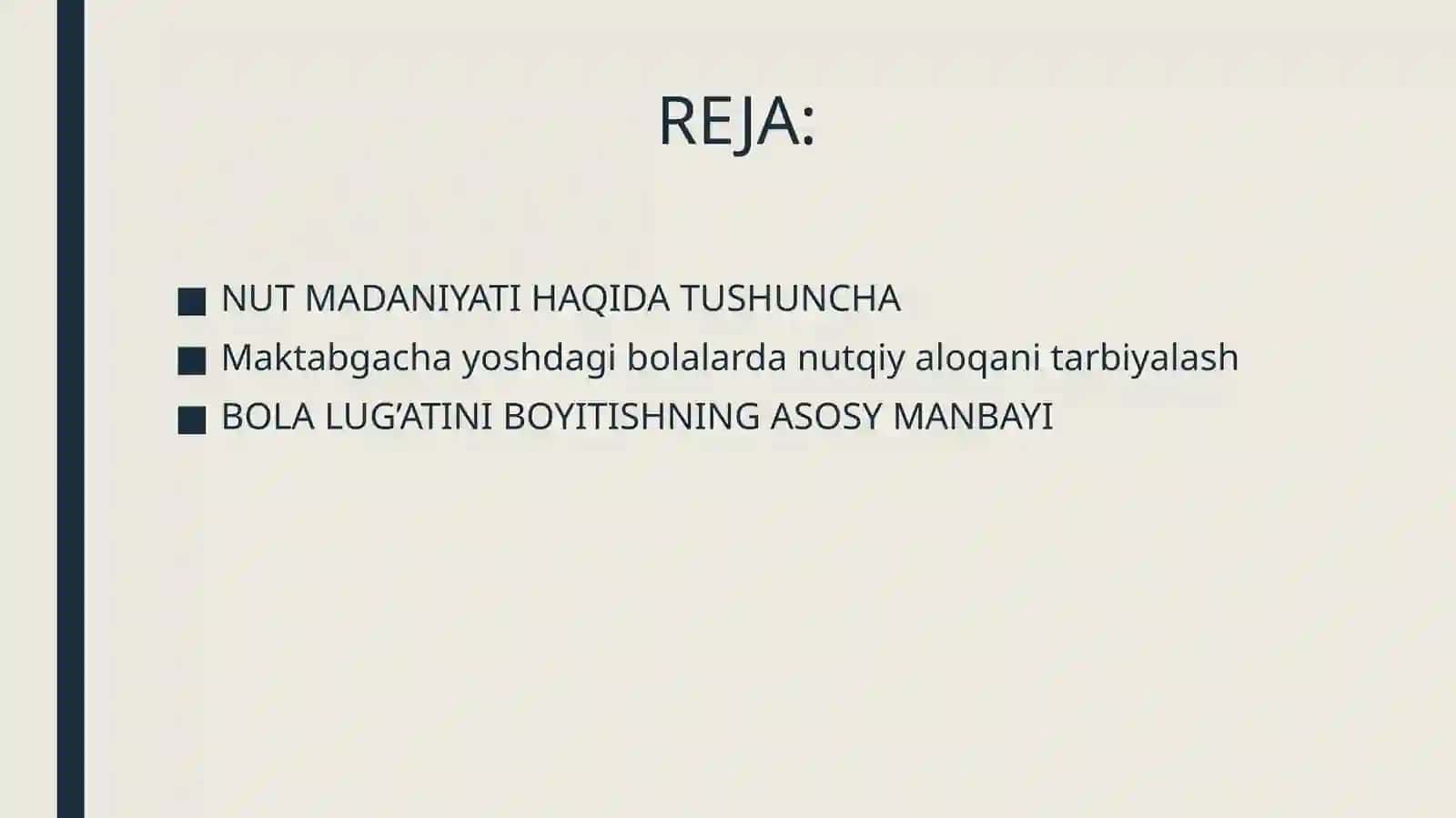 NUTQ TOVUSHLAR MADANIYATI BO’YICHA MASHG’ULOT ISHLANMASINI TUZISH 2