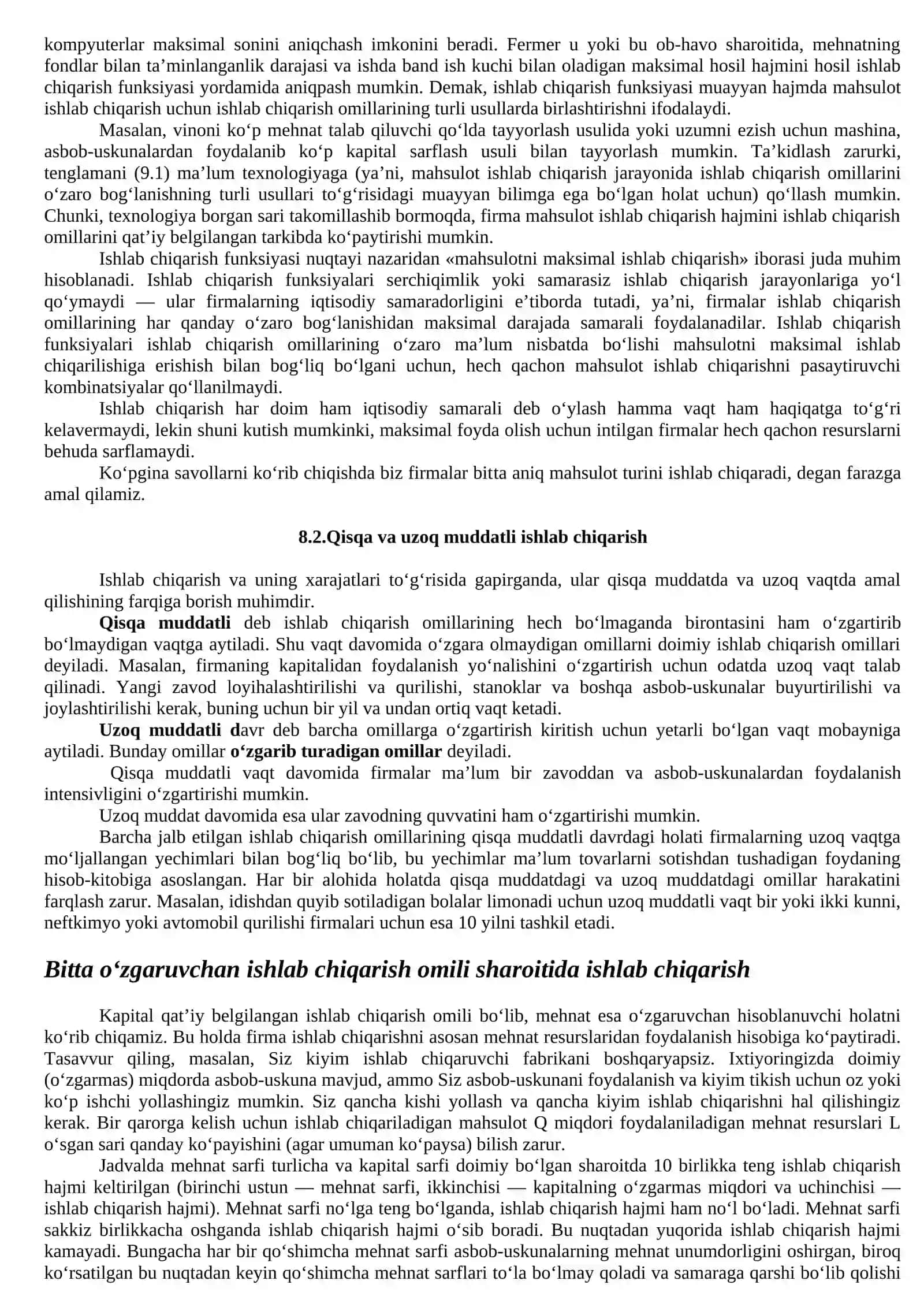 ISHLAB CHIQARISH VA UNING MODELLARI 2